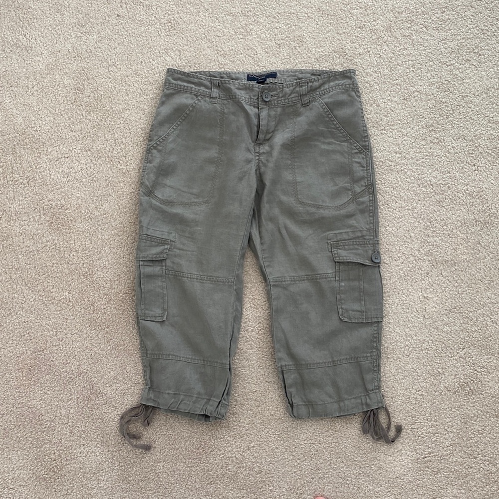 Banana republic 100% linen cargo capri